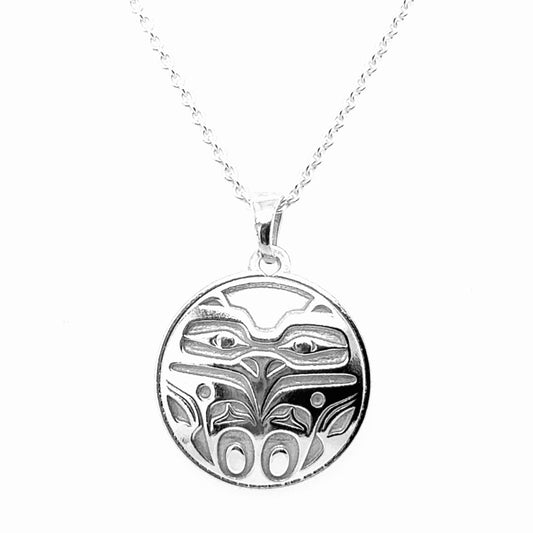 Pendant - Sterling Silver - Round - Eagle Front - Small - 20mm