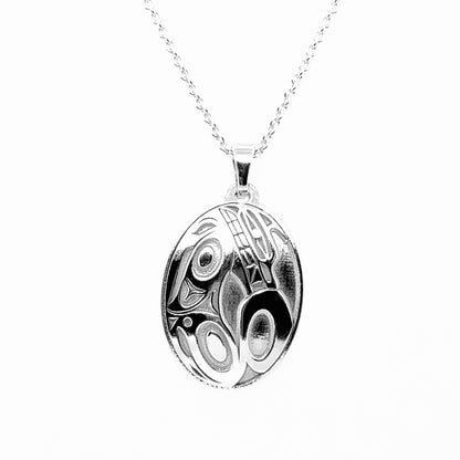 Pendant - Sterling Silver - Oval - Wolf - Small - 25mm