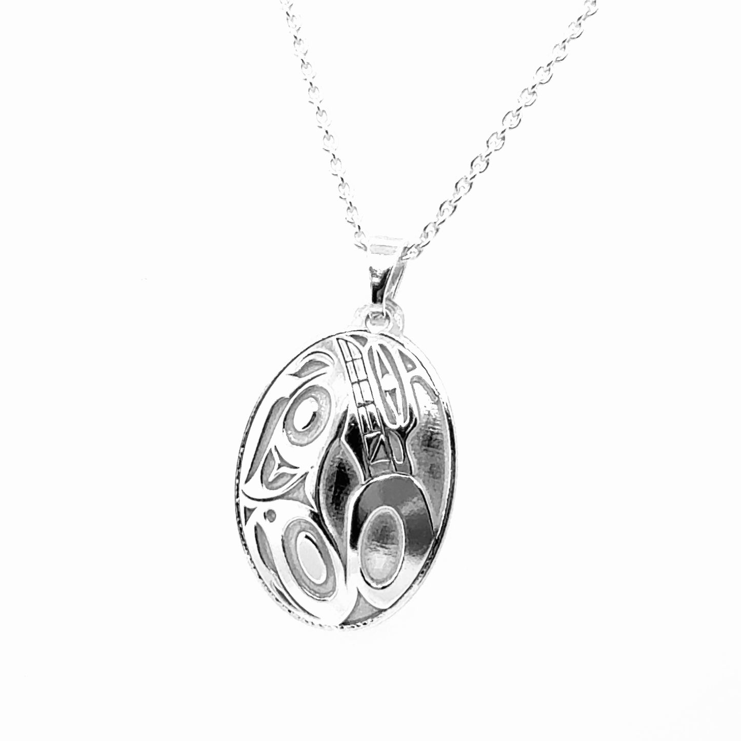 Pendant - Sterling Silver - Oval - Wolf - Small - 25mm