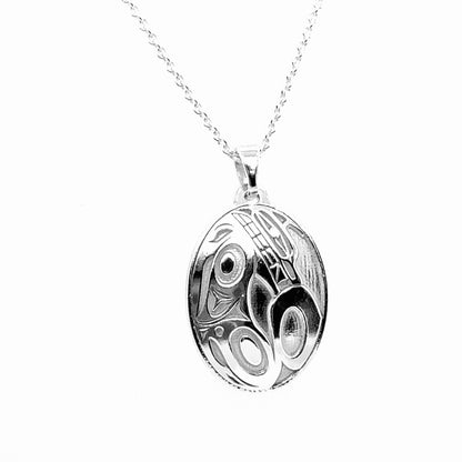 Pendant - Sterling Silver - Oval - Wolf - Small - 25mm