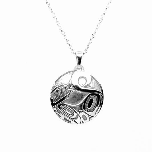 Pendant - Sterling Silver - Round - Wolf - Small - 20mm