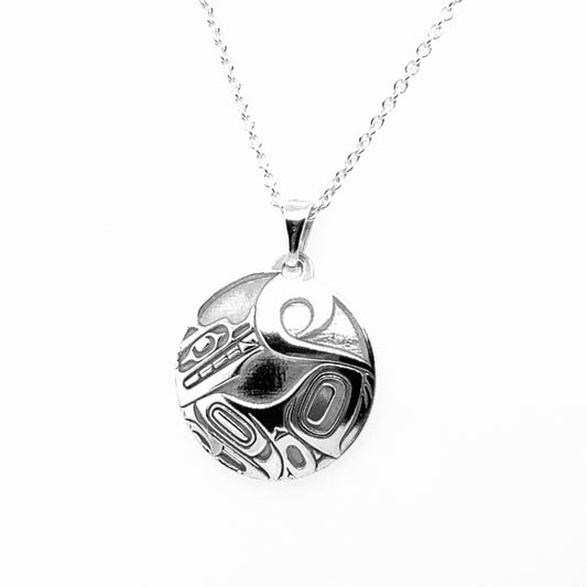 Pendant - Sterling Silver - Round - Wolf - Small - 20mm