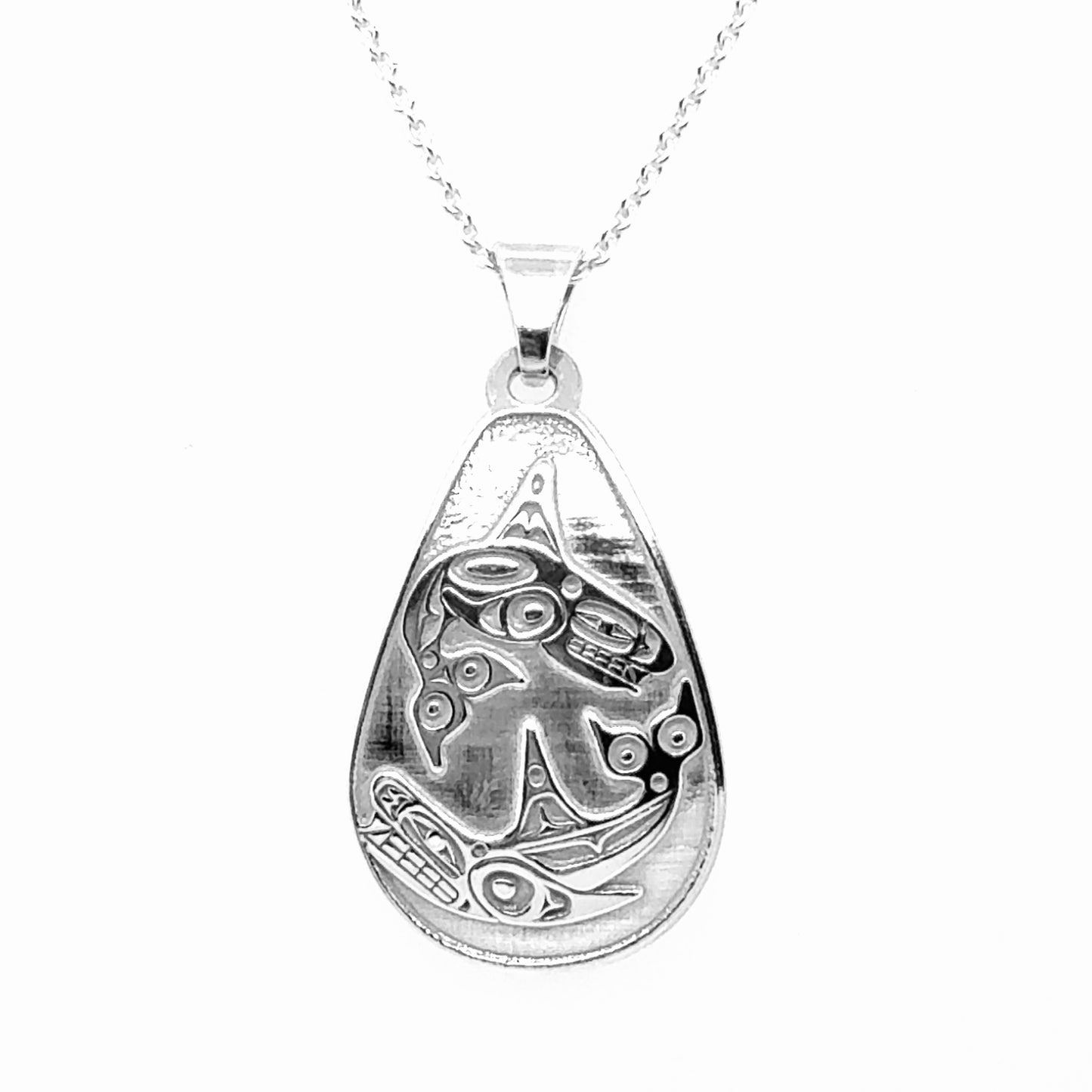 Pendant - Sterling Silver - Teardrop - Orcas - 30mm