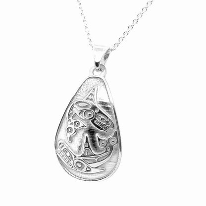 Pendant - Sterling Silver - Teardrop - Orcas - 30mm