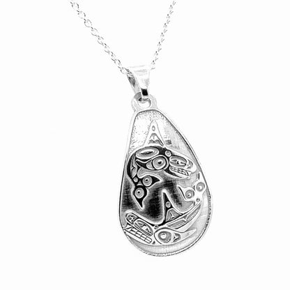 Pendant - Sterling Silver - Teardrop - Orcas - 30mm