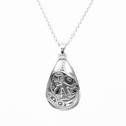 Pendant - Sterling Silver - Teardrop - Orcas - Small - 25mm