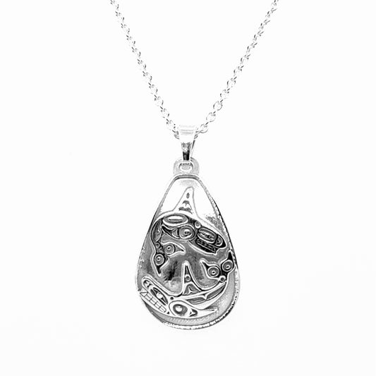 Pendant - Sterling Silver - Teardrop - Orcas - Small - 25mm
