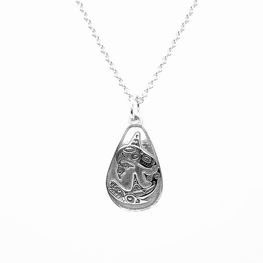 Pendant - Sterling Silver - Teardrop - Orcas - Mini - 20mm