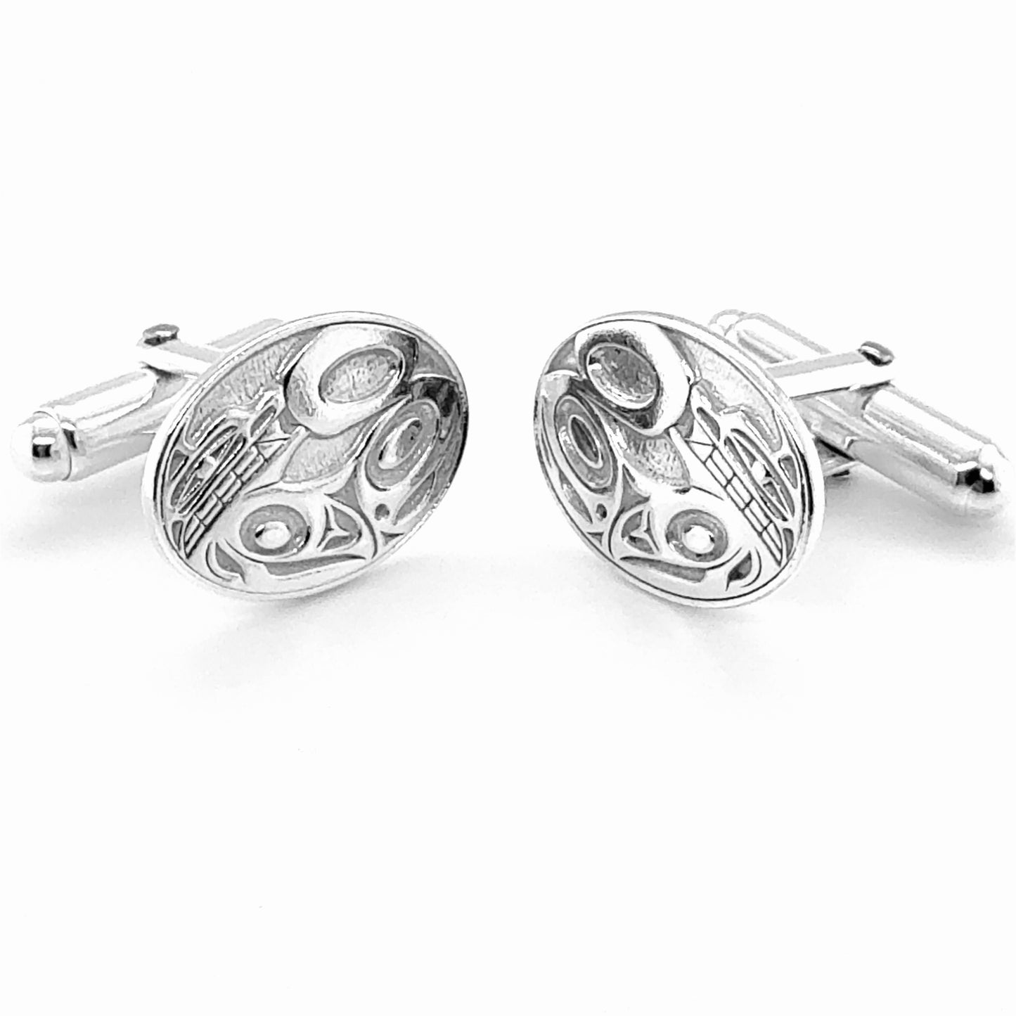 Cufflinks - Sterling Silver - Oval - Wolf - 18mm