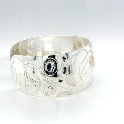 Bracelet - Sterling Silver & 14k - 1" - Eagle Front