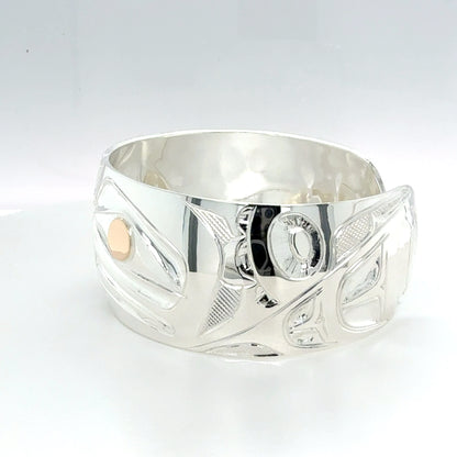 Bracelet - Sterling Silver & 14k - 1" - Eagle Front