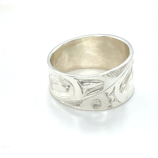 Ring - Sterling Silver - 1/2" - Raven - Size 12.5