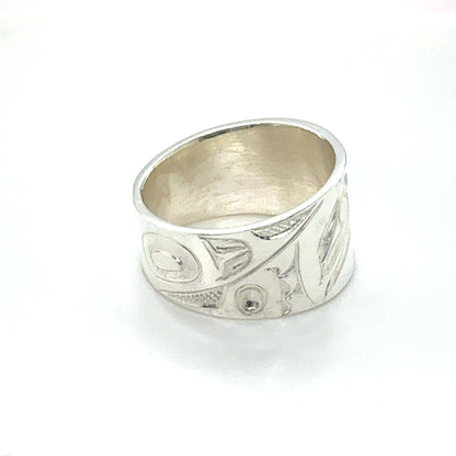 Ring - Sterling Silver - 1/2" - Raven - Size 8