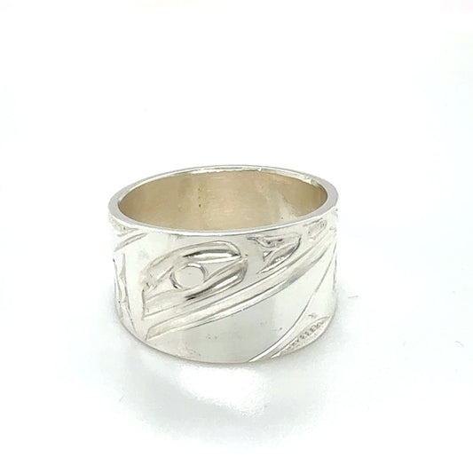 Ring - Sterling Silver - 1/2" - Raven - Size 8