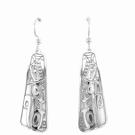Earrings - Sterling Silver - Drop - Long Triangle - Wolf - 41mm