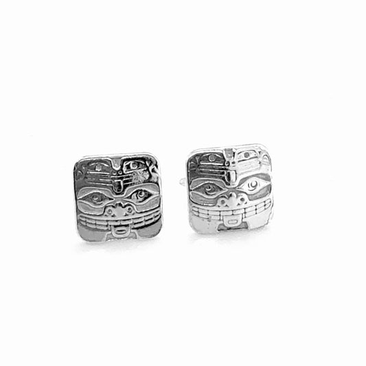 Studs - Sterling Silver - Square - Mini - Bear & Frog - 10mm