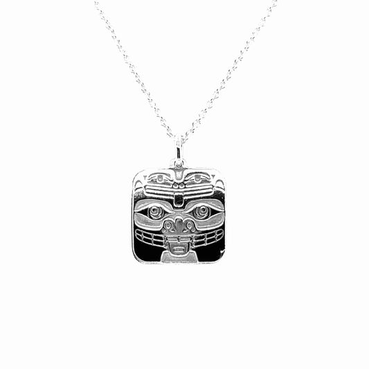 Pendant - Sterling Silver - Square - Bear & Frog - Micro - 15mm