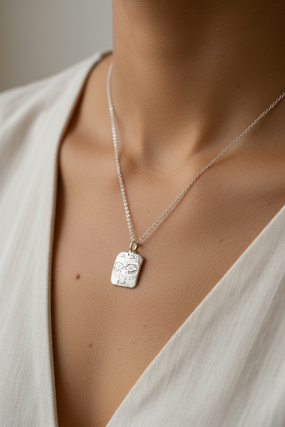 Pendant - Sterling Silver - Square - Bear & Frog - Micro - 15mm