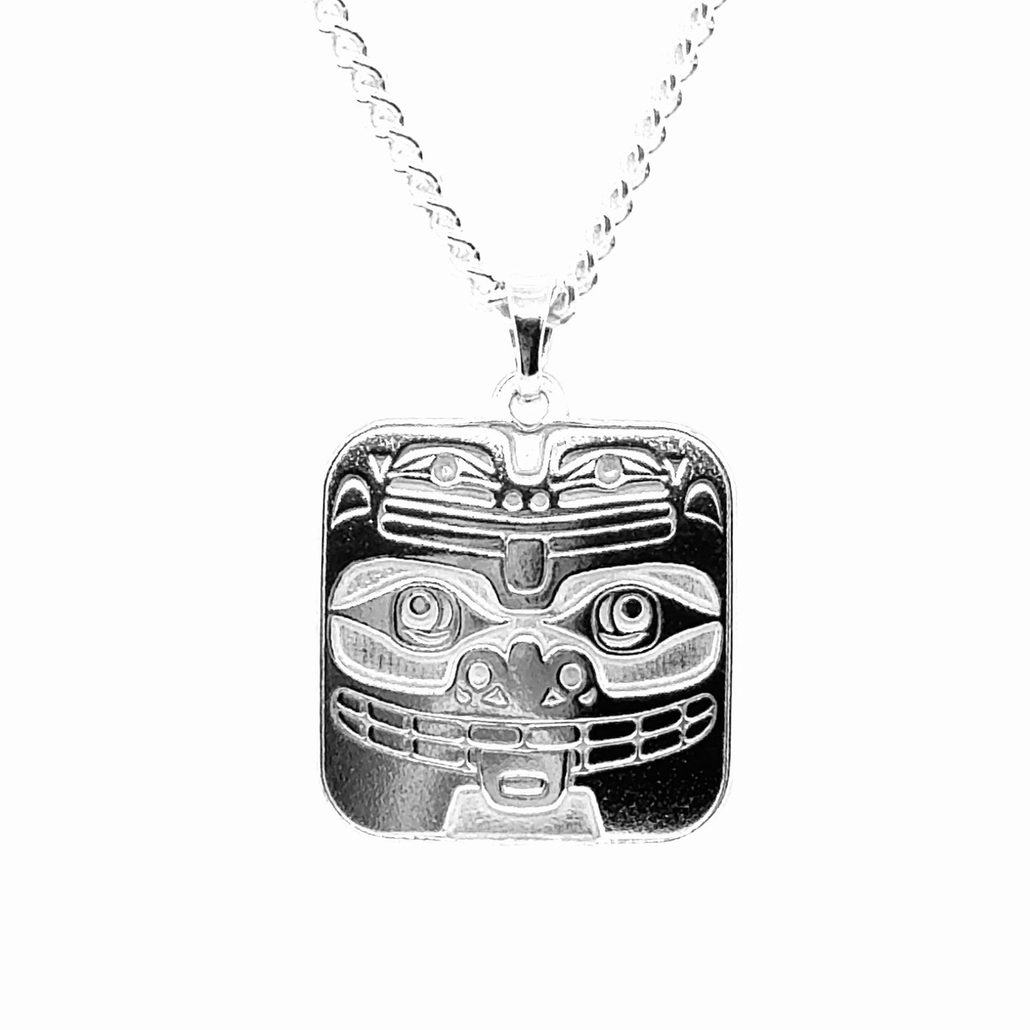 Pendant - Sterling Silver - Square - Bear & Frog - Small - 20mm