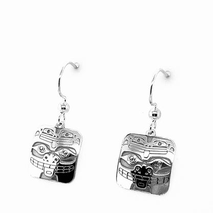 Earrings - Sterling Silver - Drop - Square - Bear & Frog - 15mm