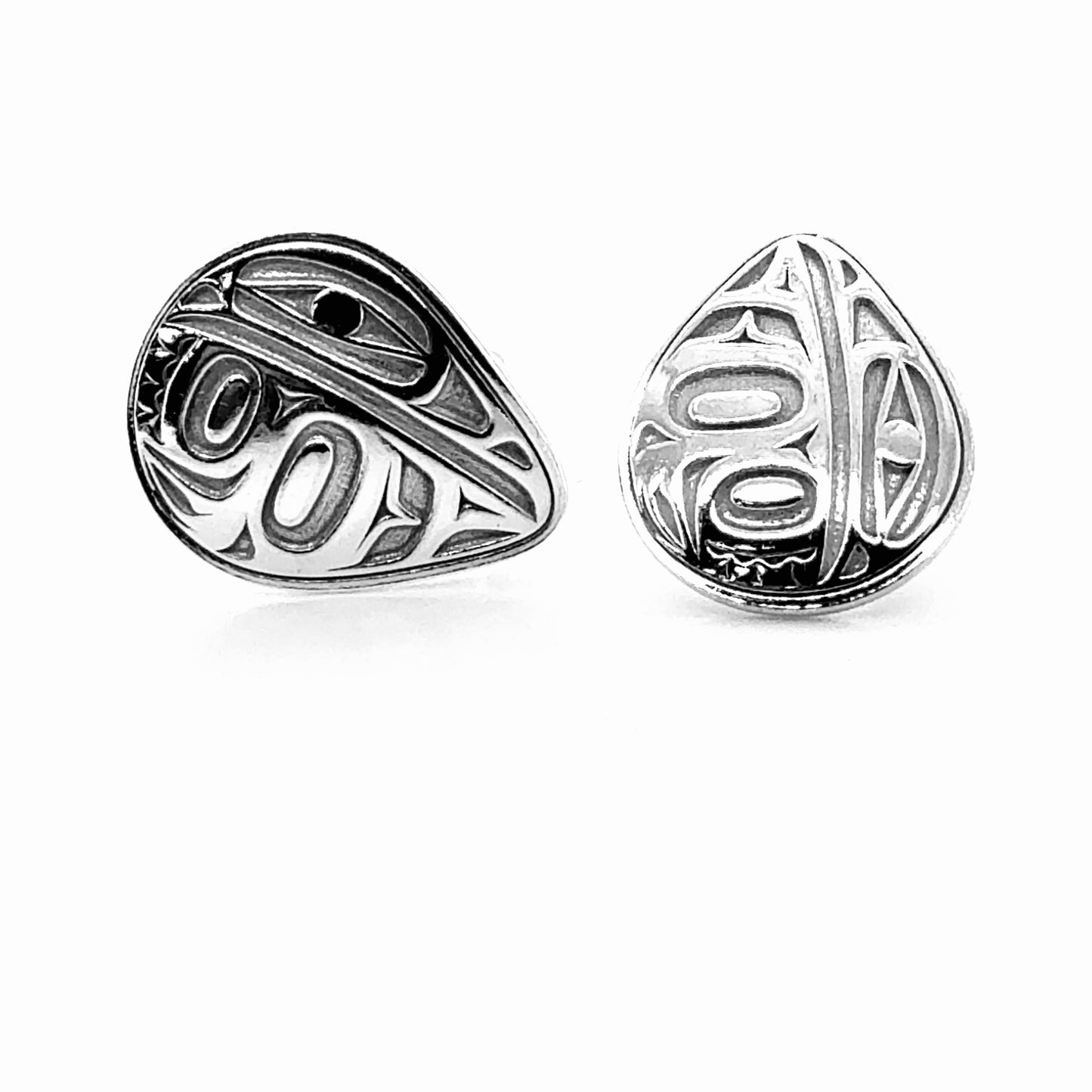 Studs - Sterling Silver - Teardrop - Medium - Raven - 17mm