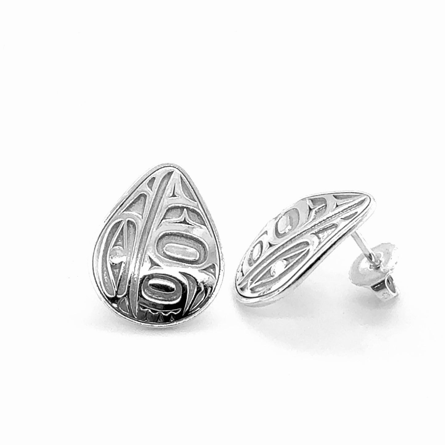 Studs - Sterling Silver - Teardrop - Medium - Raven - 17mm