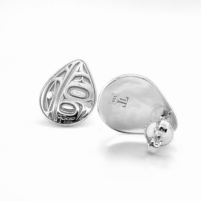 Studs - Sterling Silver - Teardrop - Medium - Raven - 17mm