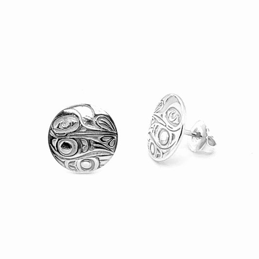 Studs - Sterling Silver - Round - Small - Hummingbird - 12mm
