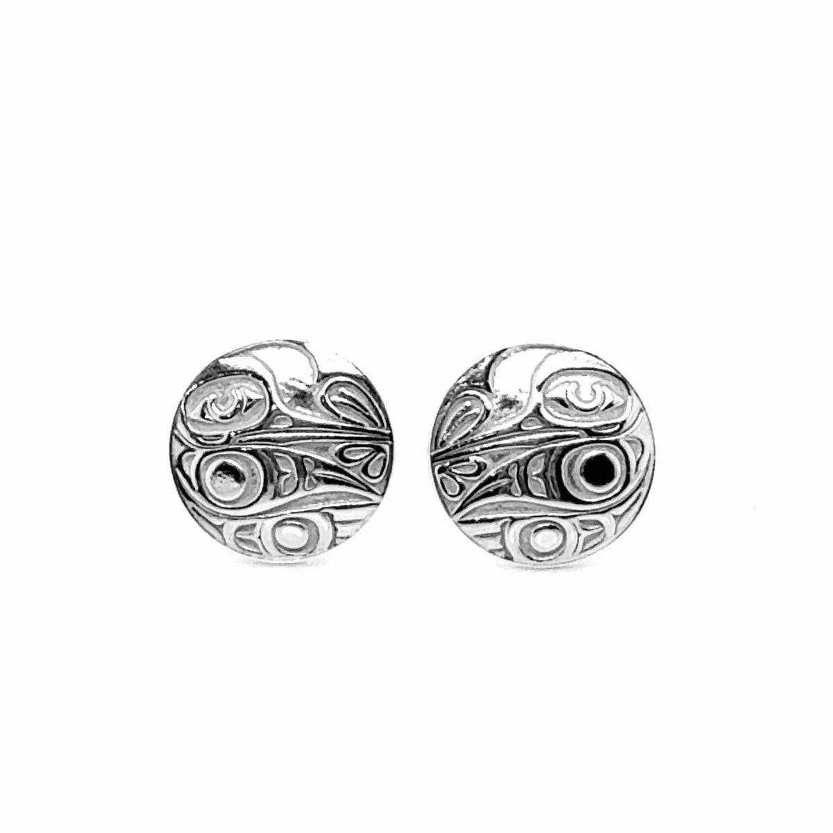 Studs - Sterling Silver - Round - Small - Hummingbird - 12mm