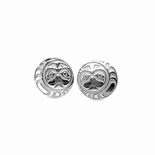 Studs - Sterling Silver - Round - Small - Moon - 12mm