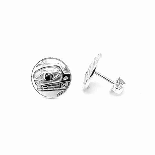 Studs - Sterling Silver - Round - Small - Bear - 12mm