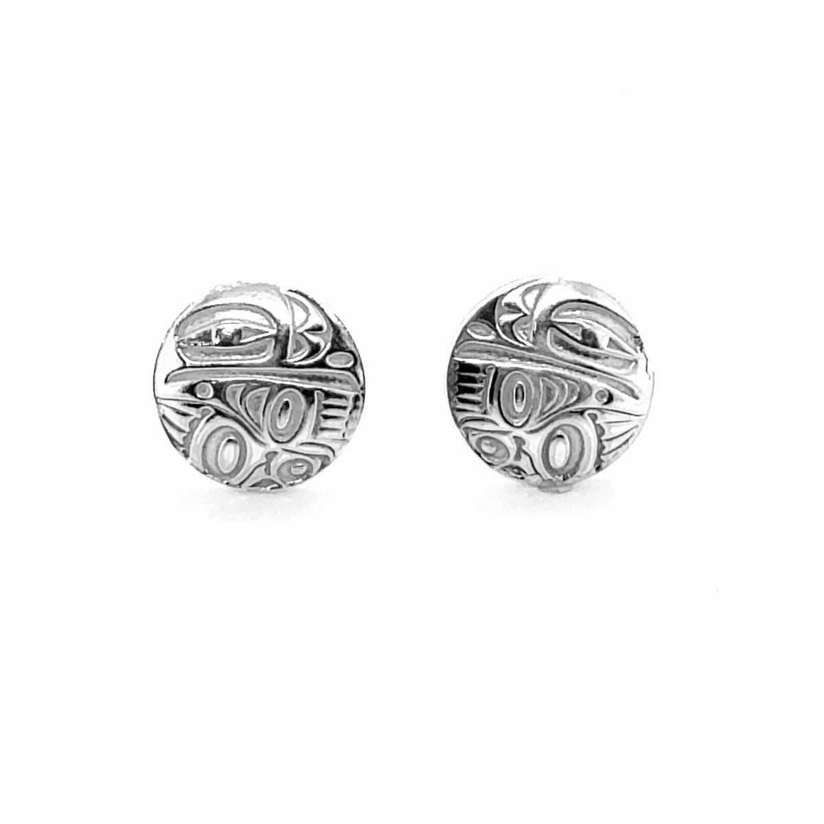 Studs - Sterling Silver - Round - Small - Raven - 12mm