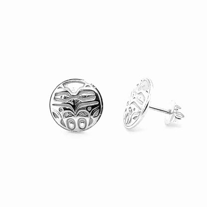 Studs - Sterling Silver - Round - Small - Eagle Front - 12mm