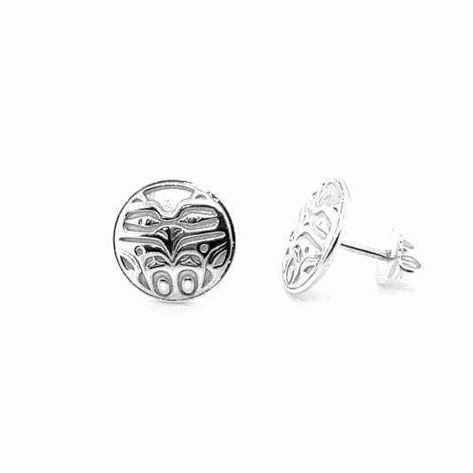 Studs - Sterling Silver - Round - Small - Eagle Front - 12mm