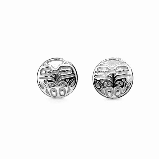 Studs - Sterling Silver - Round - Small - Eagle Front - 12mm