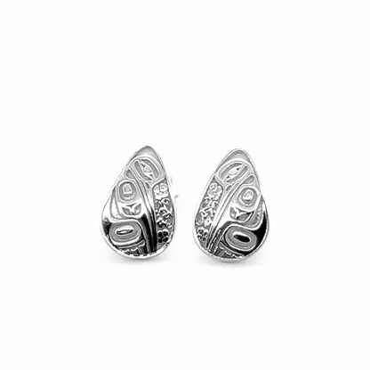 Studs - Sterling Silver - Teardrop - Small - Hummingbird Floral - 14mm