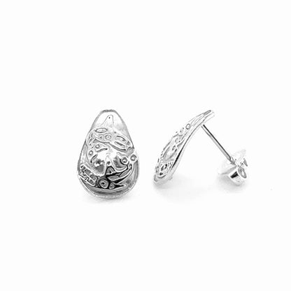 Studs - Sterling Silver - Teardrop - Small - Orcas - 14mm
