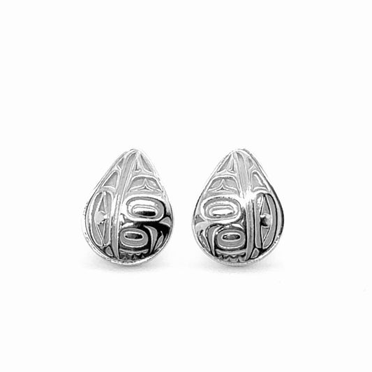 Studs - Sterling Silver - Teardrop - Small - Raven - 14mm
