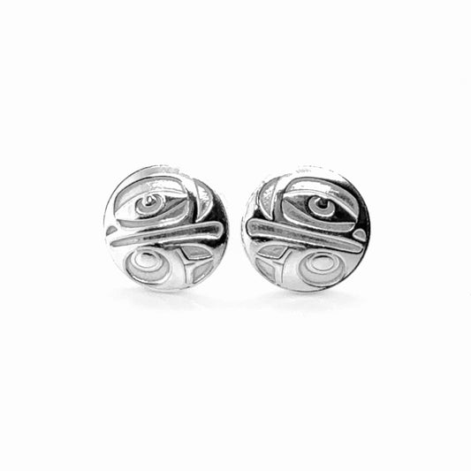 Studs - Sterling Silver - Round - Small - Eagle - 12mm