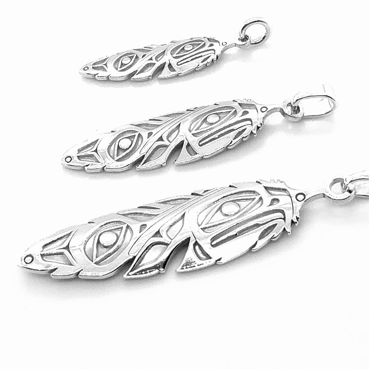 Pendant - Sterling Silver - Feather - Eagle & Hummingbird
