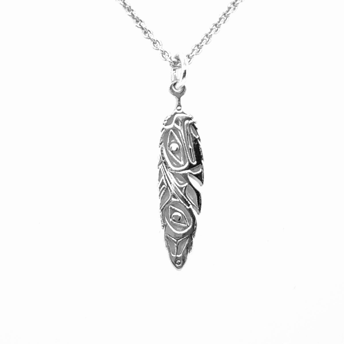 Pendant - Sterling Silver - Feather - Eagle & Hummingbird