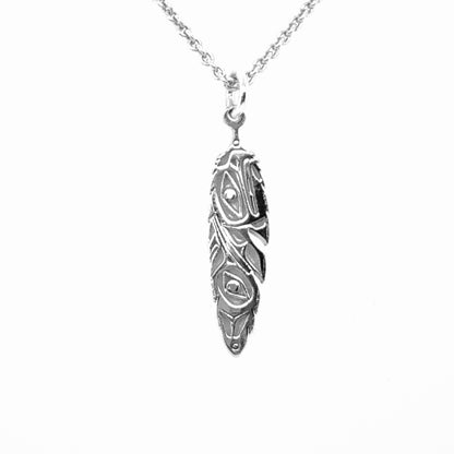 Pendant - Sterling Silver - Feather - Eagle & Hummingbird