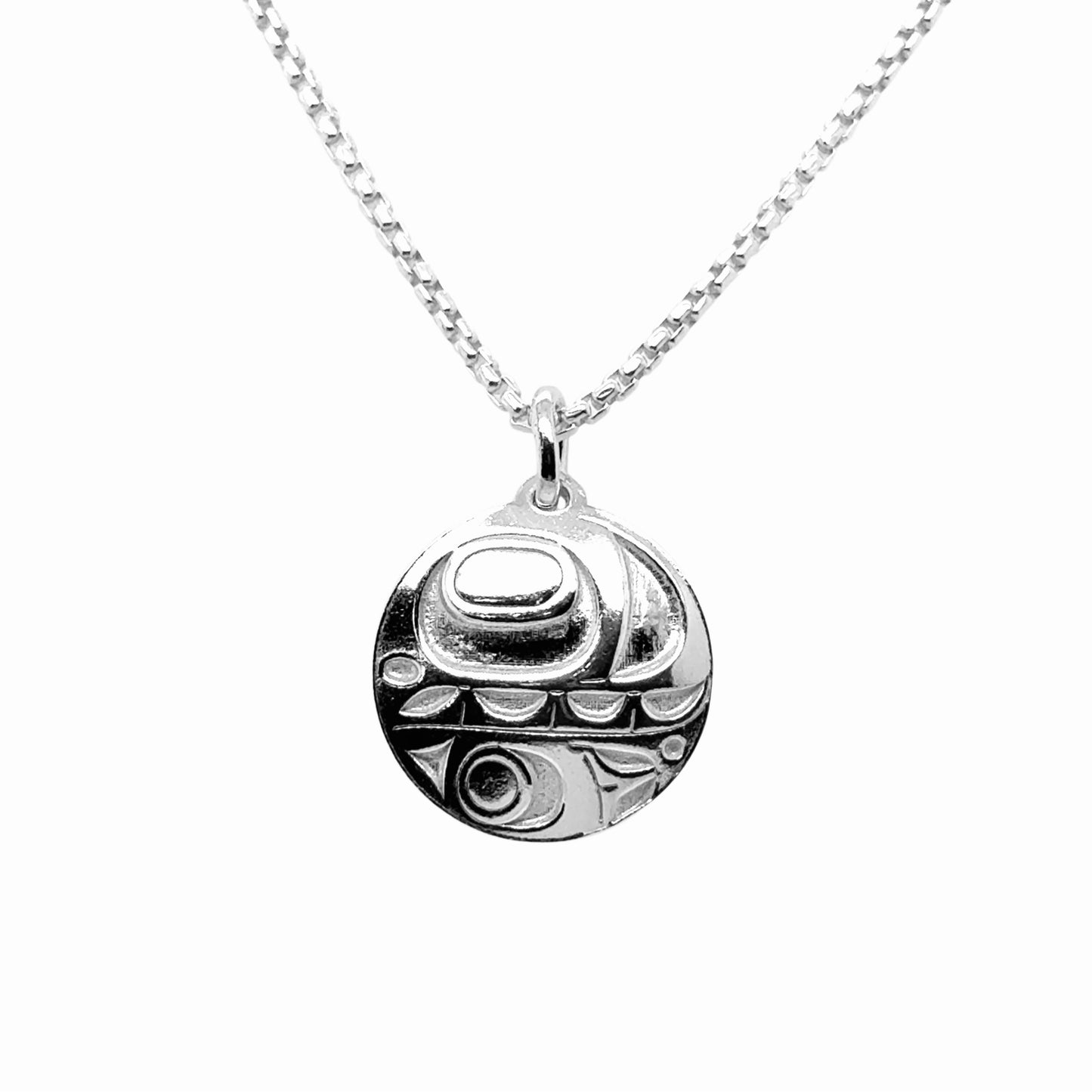 Pendant - Sterling Silver - Round - Orca - Mini - 15mm