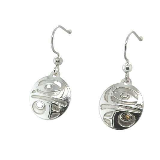 Earrings - Sterling Silver - Drop - Round - Eagle - 15mm
