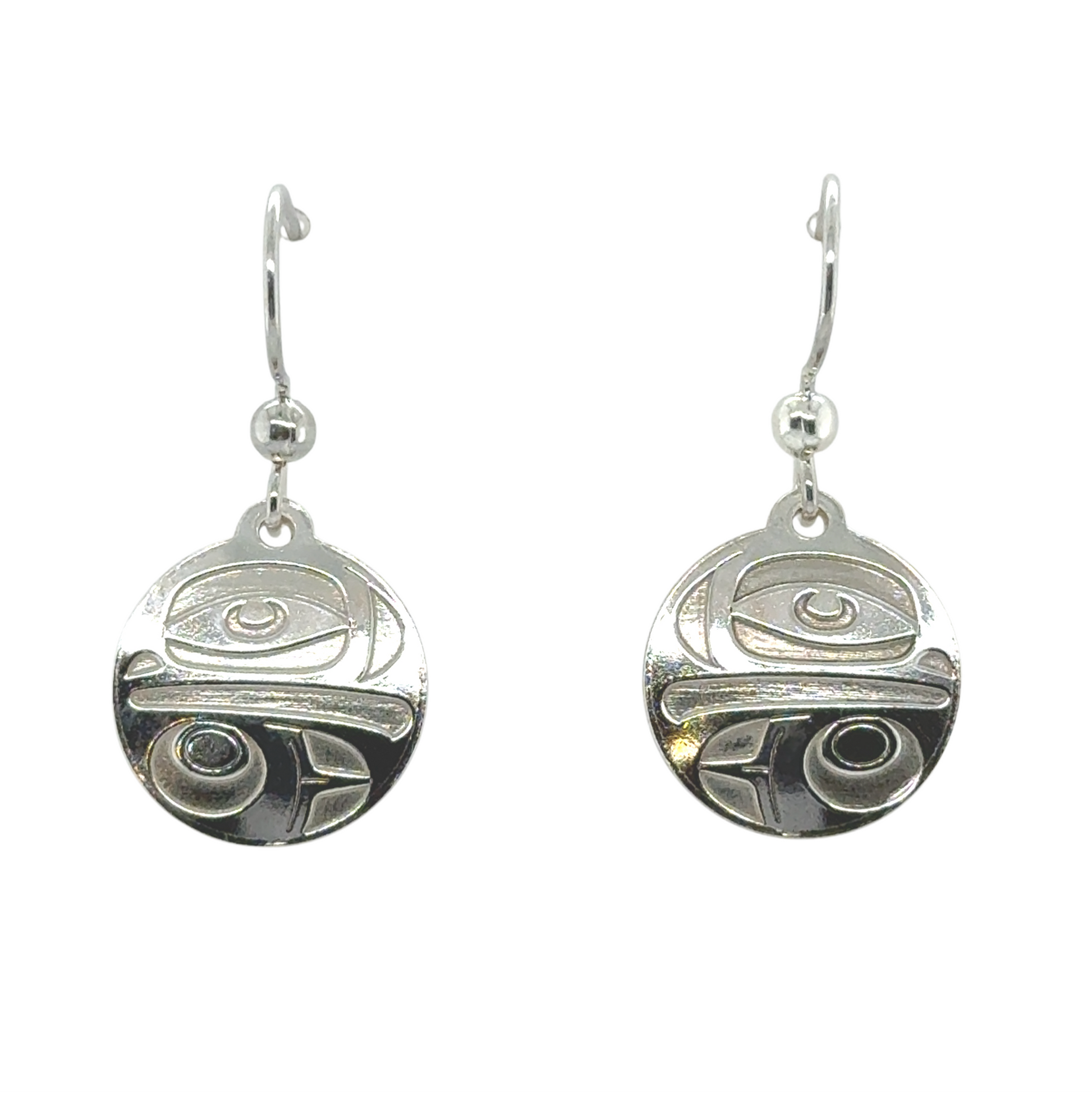 Earrings - Sterling Silver - Drop - Round - 15mm - Eagle