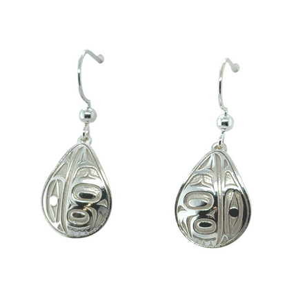 Earrings - Sterling Silver - Drop - Teardrop - Raven - 19mm