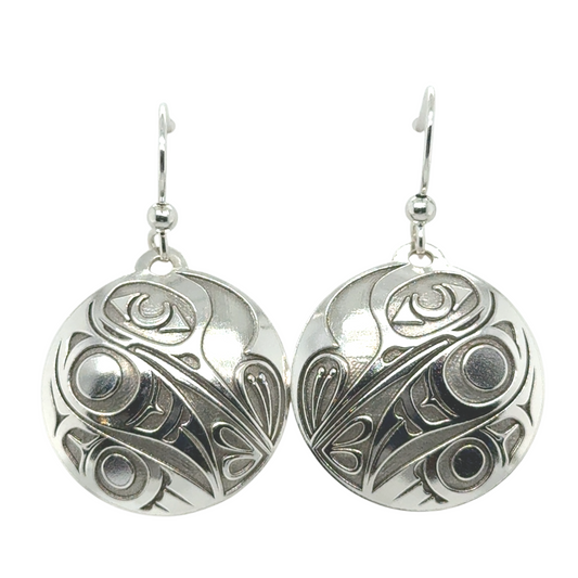 Earrings - Sterling Silver - Drop - Round - Hummingbird - 25mm