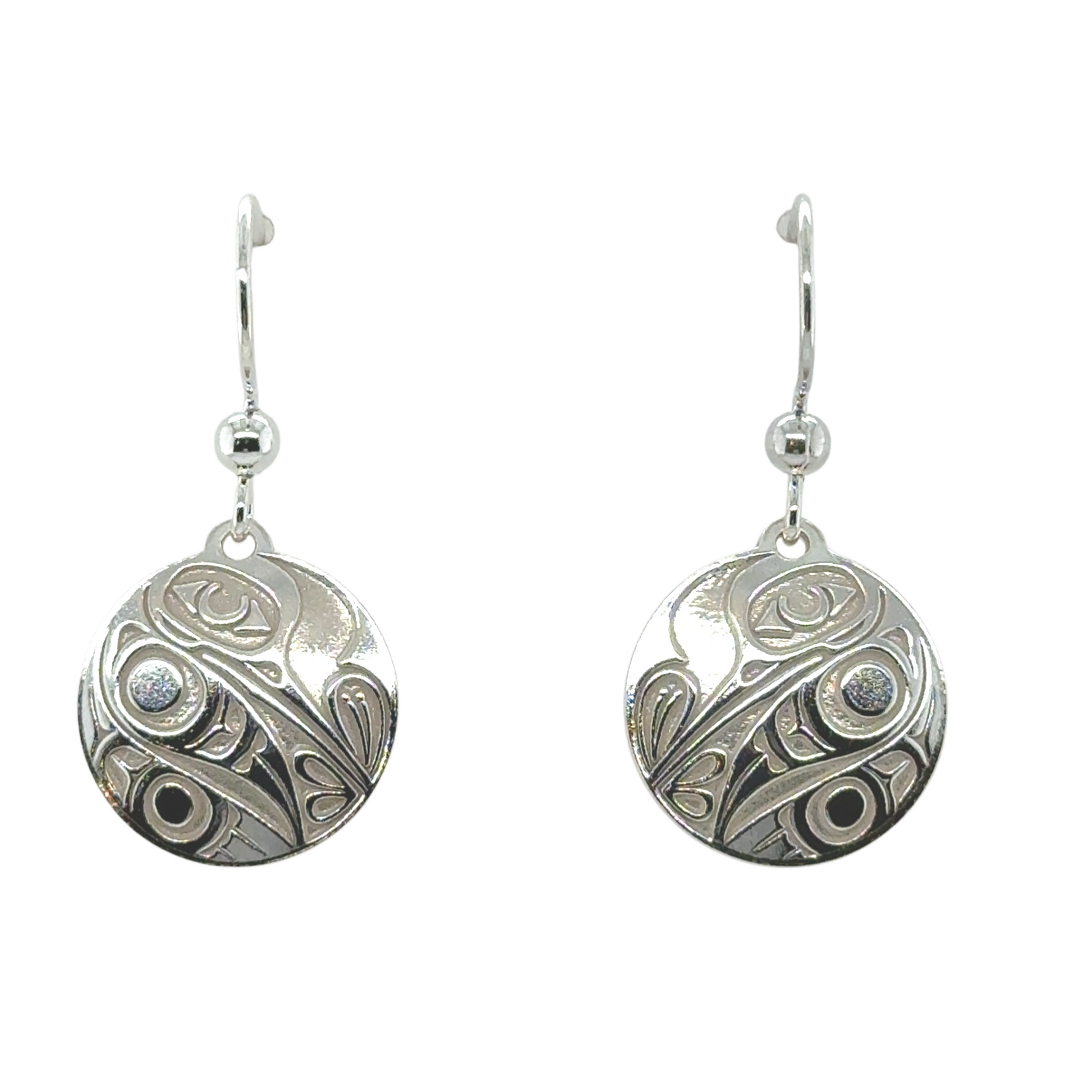 Earrings - Sterling Silver - Drop - Round - 15mm - Hummingbird