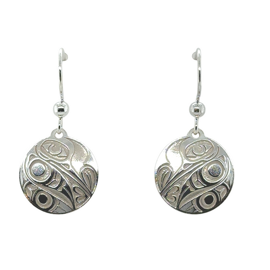 Earrings - Sterling Silver - Drop - Round - Hummingbird - 15mm