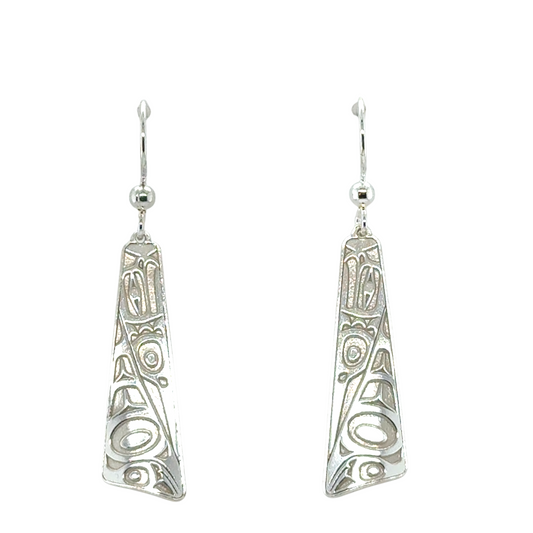 Earrings - Sterling Silver - Drop - Long Triangle - Eagle - 32mm